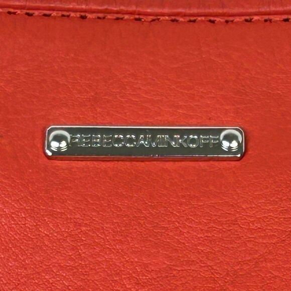 Rebecca Minkoff Cupid Satchel Crossbody Bag Orange Coral Leather Studded Pockets - Picture 15 of 16